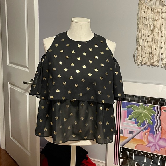 & Other Stories cold shoulder top with gold heart print - Picture 3 of 3